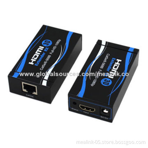 60m HDMI Extenders, Over Single Cat6e Cable, 5V DC/2A Power Supply
